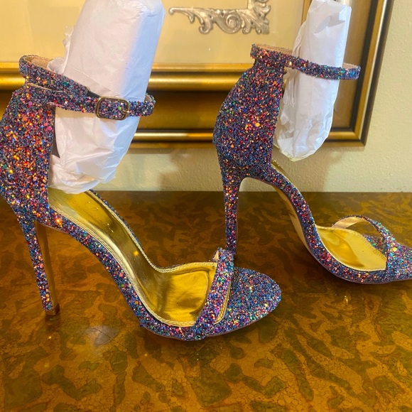 New, unworn Lauren Lorraine Multi Glitter sandals size 8 - Picture 5 of 7